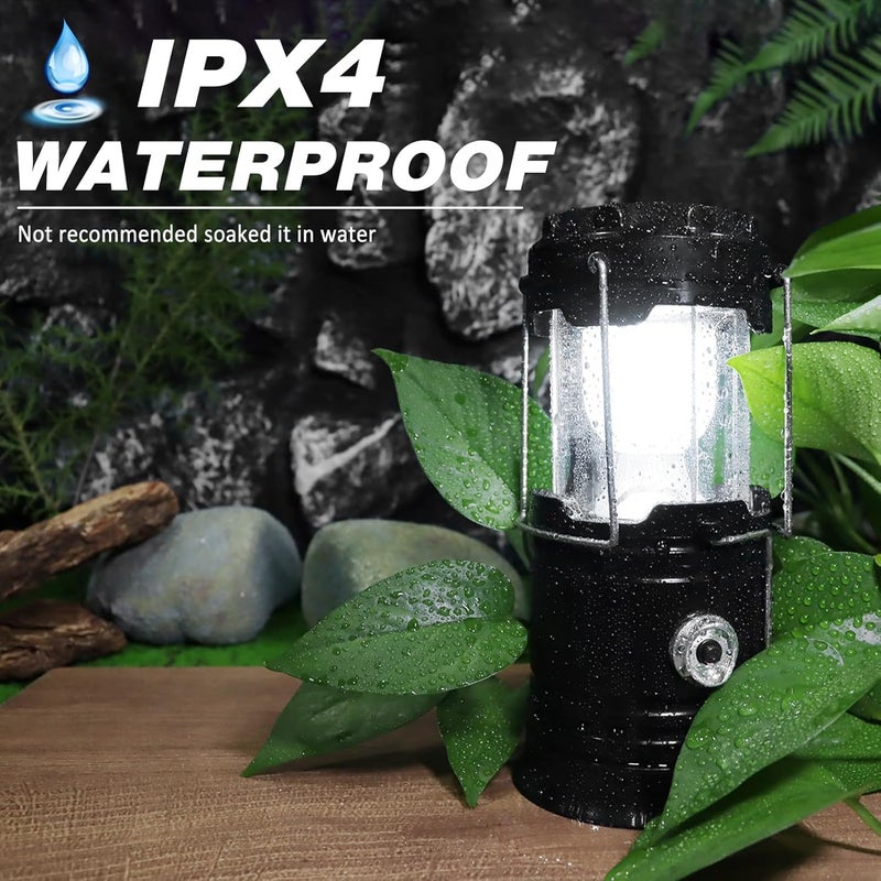 DIBMS 2-Pack Solar Camping Lantern, Collapsible LED Solar USB Rechargeable Lantern Flashlight Emergency Hanging Lights for Camping Hurricanes Power Outages Indoor Outdoor - Image 5